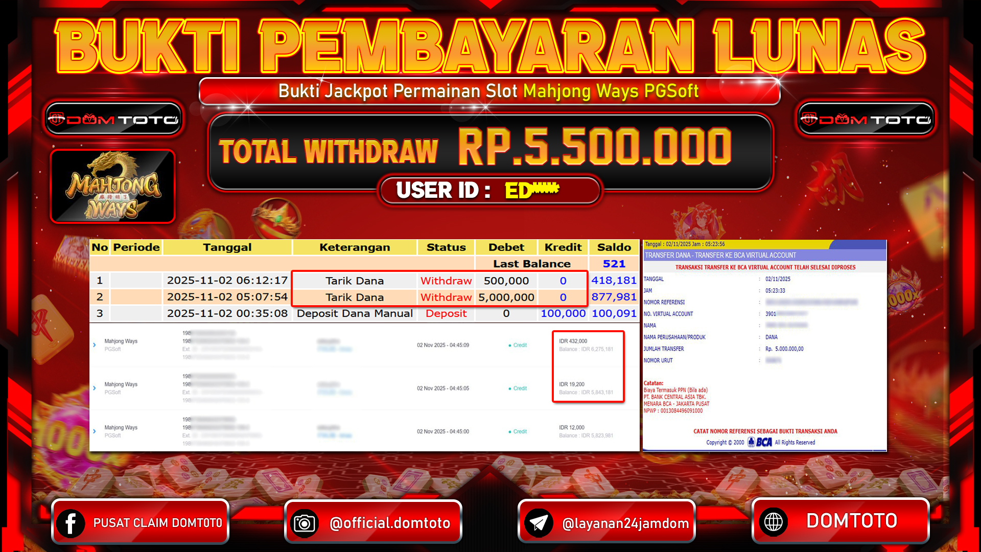 JACKPOT SLOT Mahjong Ways PGSoft 02 NOVEMBER 2025
